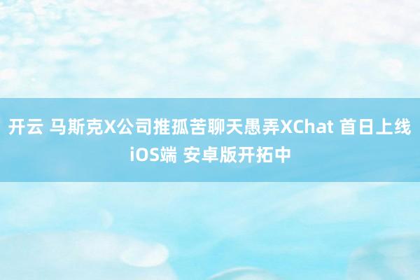 开云 马斯克X公司推孤苦聊天愚弄XChat 首日上线iOS端 安卓版开拓中