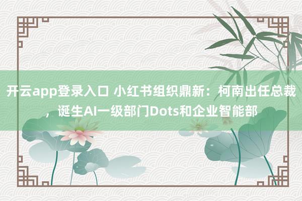 开云app登录入口 小红书组织鼎新：柯南出任总裁，诞生AI一级部门Dots和企业智能部