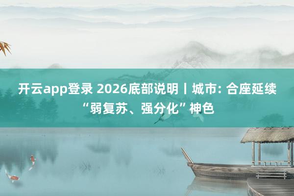 开云app登录 2026底部说明丨城市: 合座延续“弱复苏、强分化”神色