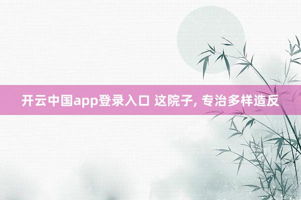 开云中国app登录入口 这院子， 专治多样造反